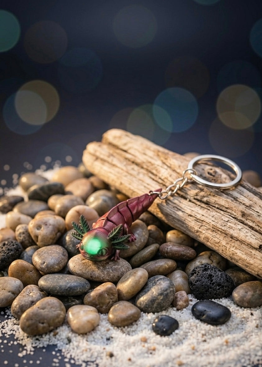 Axolotl keychain dual tone colors