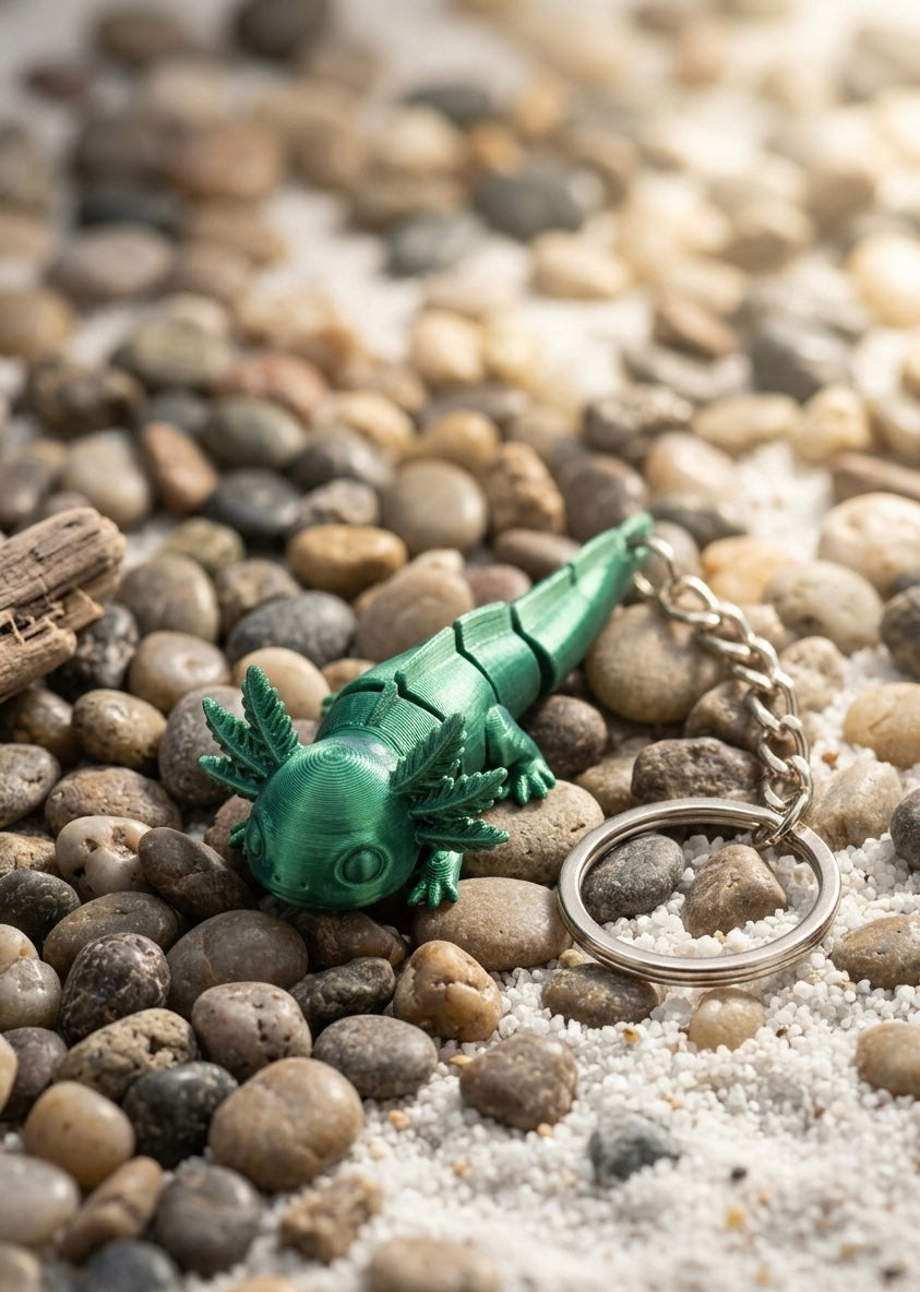 Axolotl keychain dual tone colors